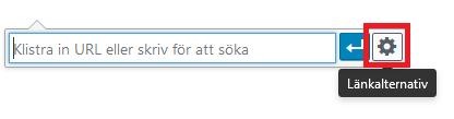 För att lägga till länkar, klicka på Infoga/redigera länk och fyll i önskad adress. 7. Klicka på Länkalternativ. 8.