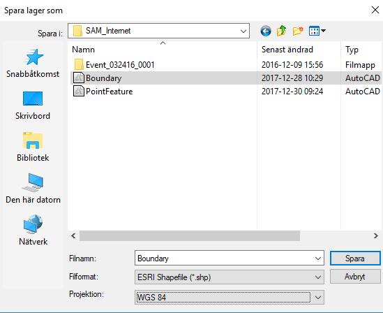 C: Exportera block och skifteskarta till USB: 1. Högerklicka på sami_export_hxxxx_2017.xml filen i Lagerkontrollen 2. Välj "Spara lager som... 3.
