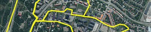 Området gränsar i norr mot parken runt kyrkan och i söder till