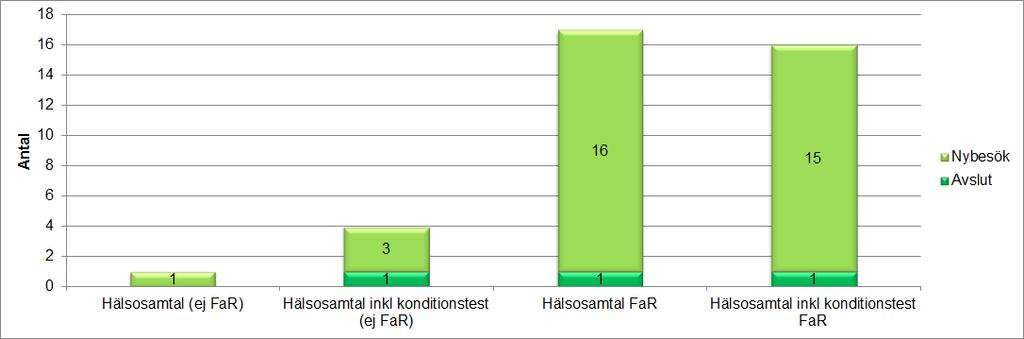 Bilaga 1 Besök på Hammarö friskvårdscentral Totalt antal besök på friskvårdscentralen (nybesök, uppföljningsbesök och avslutande samtal med och utan konditionstest): 82 (58 under 2013).