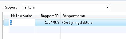 Rapportval ifrån menyn I NAV kan man välja vilket dokument som skall skrivas ut, detta styrs av Rapportval.