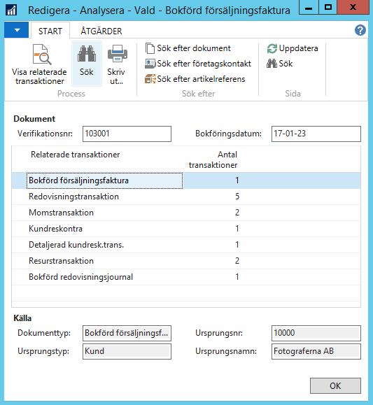 Nederst i listan ligger Bokförd redovisningsjournal.
