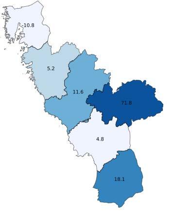 Gästnätter i Halland, jan-mar 2018 233 017 gästnätter (+7,1 %, +13 346 st) (Utveckling per marknad