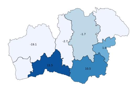 HSVC. Antal (Utveckling % samma period föregående år,