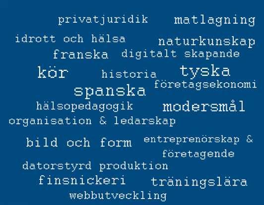 Individuella valet Inom det individuella valet väljer du själv vilka kurser du vill läsa, kurser motsvarande 200 poäng ska väljas och kan fördelas på det sätt som du själv anser vara bäst för dig.