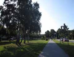 Hedvig 9 3 N Långsträckt parkstråk längs Kronofogdevägen, där en separat gång- cykelbana är förlagd en bit in i parken.
