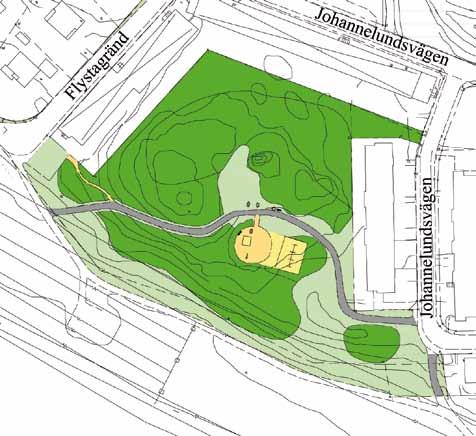 4. nyckelpigeparken (flystagränd/johannelundsvägen) Storlek: Ca, Ha Karaktär: Kvarterspark/naturkvarter/lekplats sociala värden: Lek, naturlek, ro