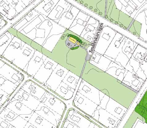 5. park vid småbrukarvägen Storlek: Ca 0,9 Ha Karaktär: Kvarterspark/lekplats sociala värden: Bollspel, lek, picknick, ro, pulkaåkning Bevara och utveckla