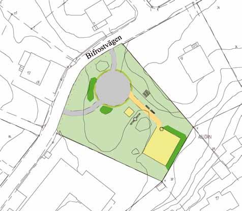 . Park vid Bifrostvägen Storlek: Ca 0,5 Ha Karaktär: Kvarterspark med lekplats sociala värden: Grön oas, lek, naturlek, ro, utsikt Bevara
