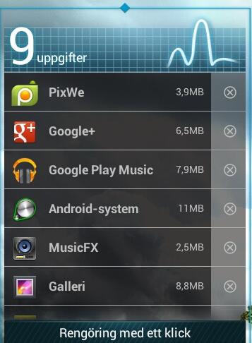 Tryck på och håll kvar ASUS Task Manager (ASUS aktivitetshanteraren). Rutan ASUS uppgiftshanterare visas på hemskärmen. 4.