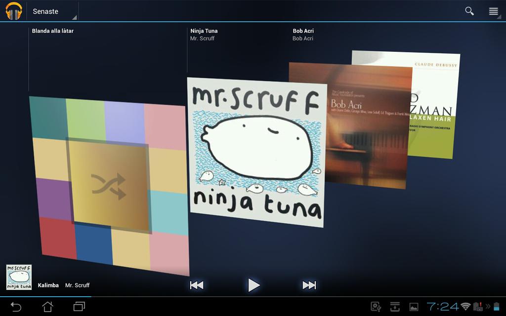 Musik Klicka på Play Music(Spela upp musik) på startskärmen för att spela upp dina musikfiler.