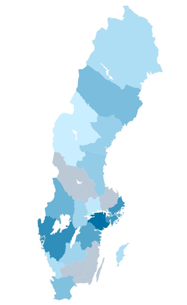 Variationen i andel kontroller med avvikelse mellan olika länsstyrelser är stor, se figur 2.