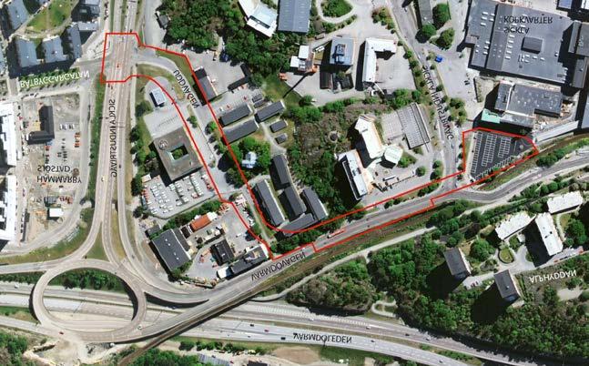 Förutsättningar Läge, areal och markägoförhållanden Planområdet inryms på västra Sicklaön och har till följd av sitt ändamål en långsmal utformning som sträcker sig från kommungränsen mot Stockholm