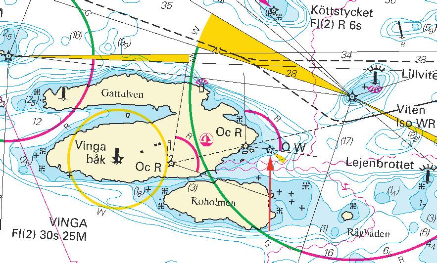 Nr 227 14 Sweden. Kattegat. Göteborg. East of Vinga. Light established. Replace Bn by a light Q W 57-37,970N 11-36,845E Sjöfartsverket Norrköping. Publ.