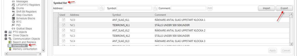 Klicka Logout Klicka Yes Spara PLC applikationen Klicka Login Klicka Run controller Klicka Logout Nu är det möjligt för att nästa on-line anslutning sker med identiska applikationer.