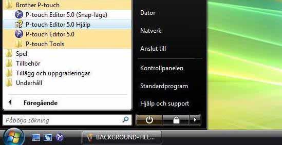 8 Så här använder du P-touch Editor Hjälp (för Windows ) Starta P-touch Editor Hjälp