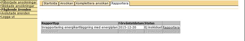 13 (23) Steg 2: Bifoga energikartläggningsrapport, tids- och ekonomisk redovisning, fakturor etc. Gå därefter in på Pågående ärenden. Välj ditt företags ärende genom att klicka på Välj.