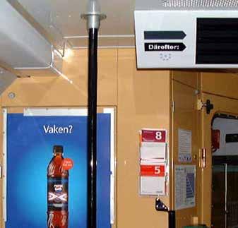 Dekaler, interiöra Ingång 1: Hållare för turlistor.
