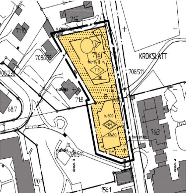 Figur 4. Illustration över planområdet (vänster)och utökat planområde (höger). Brun/ockrafärgat område visar planerad byggnad. Göteborg Stad 2014-05-20 och 2015-02- 11. 5.