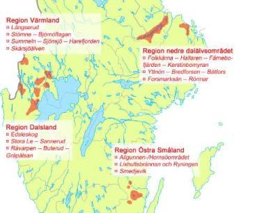 Prioriterade regioner för åtgärder under 2005 2008. Kostnaderna för naturvårdsmyndigheternas åtgärder under 12.1 12.