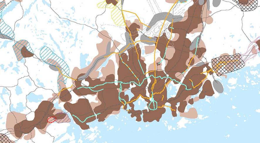 Bild 7. Utdrag ur MASU 2050-planen. Planeringsområdets läge har märkts ut med en röd streckad linje.