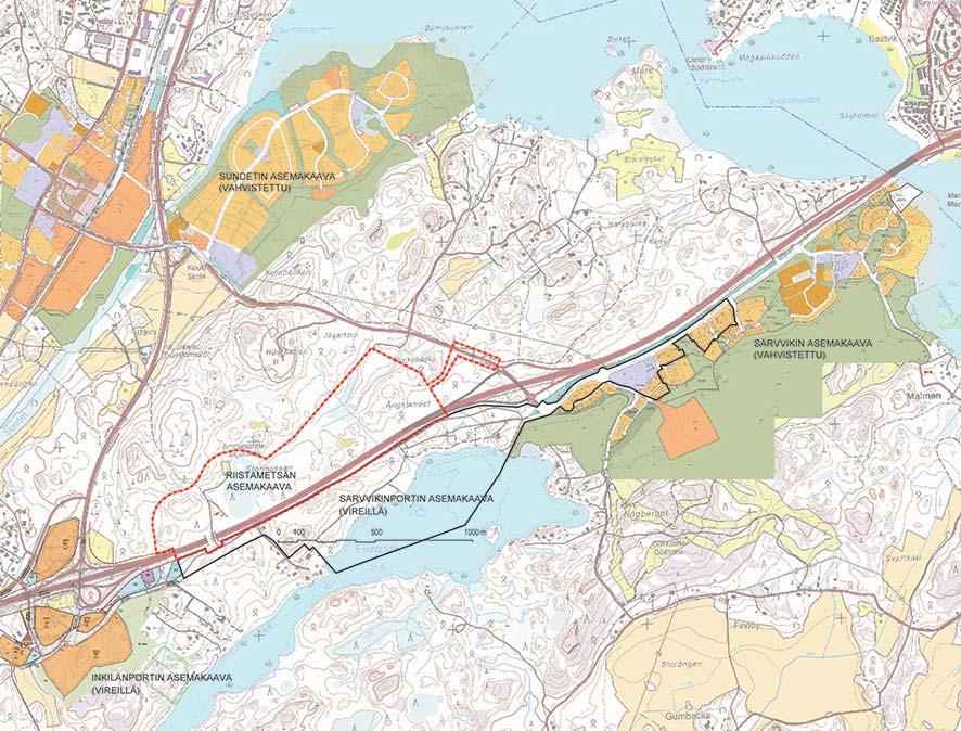 2.3.6 Detaljplaner Det finns ingen gällande detaljplan för planeringsområdet. Detaljplaneområdet gränsar i väster till Ingvalsportens anhängiga detaljplan (utkastet har varit framlagt offentligt 5.