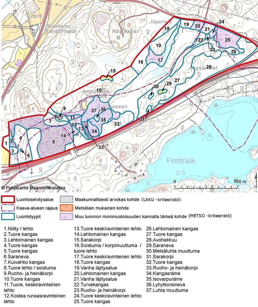 Flygekorrar I fältinventeringen våren 2015 gjordes inga observationer av flygekorrar. (Ramboll Finland Oy, pm, 2015).