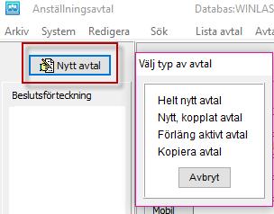 Figur 32: Skriva nytt avtal Figur 33: Arbetar du som chef står din signatur här, klicka då OK. Är du administratör ange då här chefens signatur.
