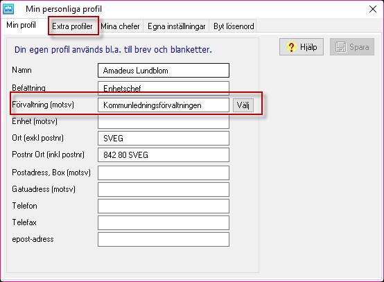 1 MIN PERSONLIGA PROFIL Användare som aldrig tidigare har varit inne i WinLas kommer att få fylla i Min personliga profil. Här fyller användaren i sin användarprofil.