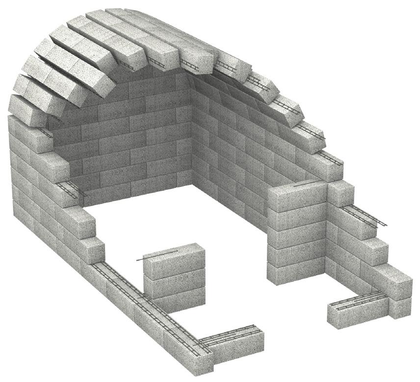 Formens fötter ska vila mot Sulformsblocken. Anpassa benens längd, valvformen ska vara ca 100 mm under sitt slutliga läge. Res ställningarna och staga dem med krysslagda brädor.