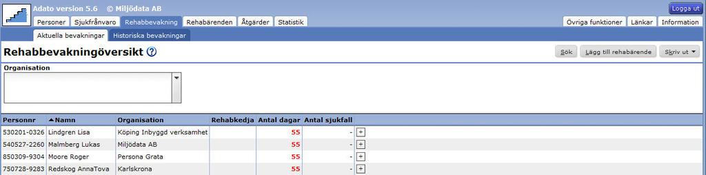 Rehabsystemet Adato Enligt 22 kap, 3 lagen om allmän försäkring skall arbetsgivaren i samråd med den anställde svara för att dennes behov av rehabilitering klarläggs och för att de åtgärder vidtas