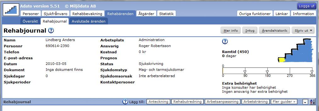 Dokumentera ett rehabärende i rehabjournalen När du väljer ett rehabärende d.v.s.