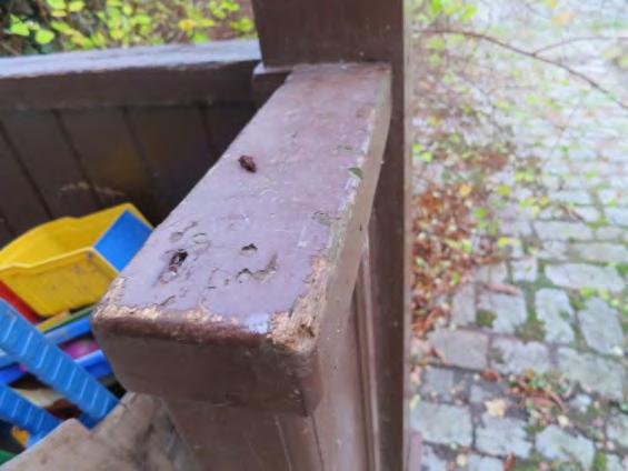 behöver målas då färg flagnat bort.