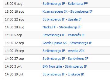 Matcher Strömsbergs IF:s seniorlag A-lag Alla hemmamatcher