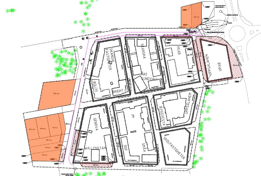 3 (3) 1 2 Figur 2 Ytor i orange färg markerade 1 och 2 ägs av Akademiska Hus och avses arrenderas av Uppsala kommun Ekonomi Marken arrenderas av Akademiska Hus AB för 225 kr/kvadratmeter.