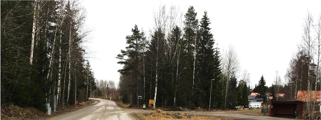 Foto 11. Vändslingan vid Knapervägen, röd markering visar vyns geografiska plats.