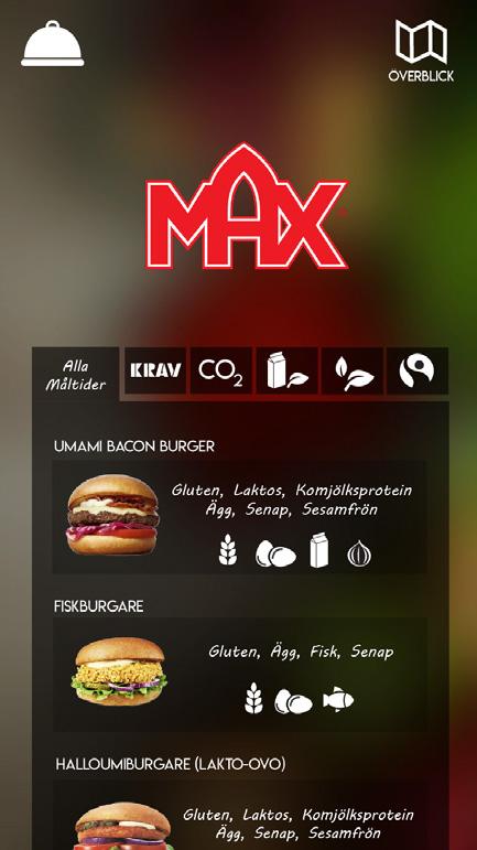 Appen filtrerar fram en anpassad meny från närliggande restauranger efter användarens villkor och allergier så att användaren
