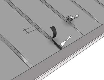 4 (5) Montering av Kerabit Listtaksremsorna Dimensionera Kerabit Listtaksremsorna så att den övre ändan ligger 0-70 mm från taknocken och den nedre ändan i nivå med den nedre ändan av Kerabit 7