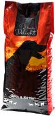 mineralämnen, vitaminer och spårämnen. Nettovikt per förpackning 15 kg. Fodret ska förvaras torrt och svalt. Nordic Delight Lamm & Ris Plus art.