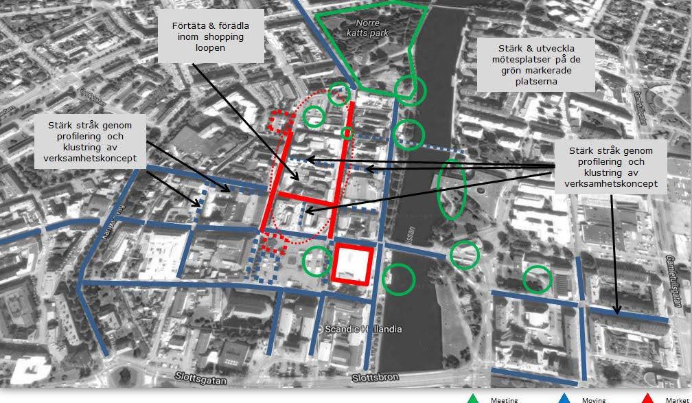 Det är viktig att bevara och bejaka de fina kvaliteter som Halmstad stadskärna redan har idag, såsom mycket gågata, tät handel och korta fina fasader.