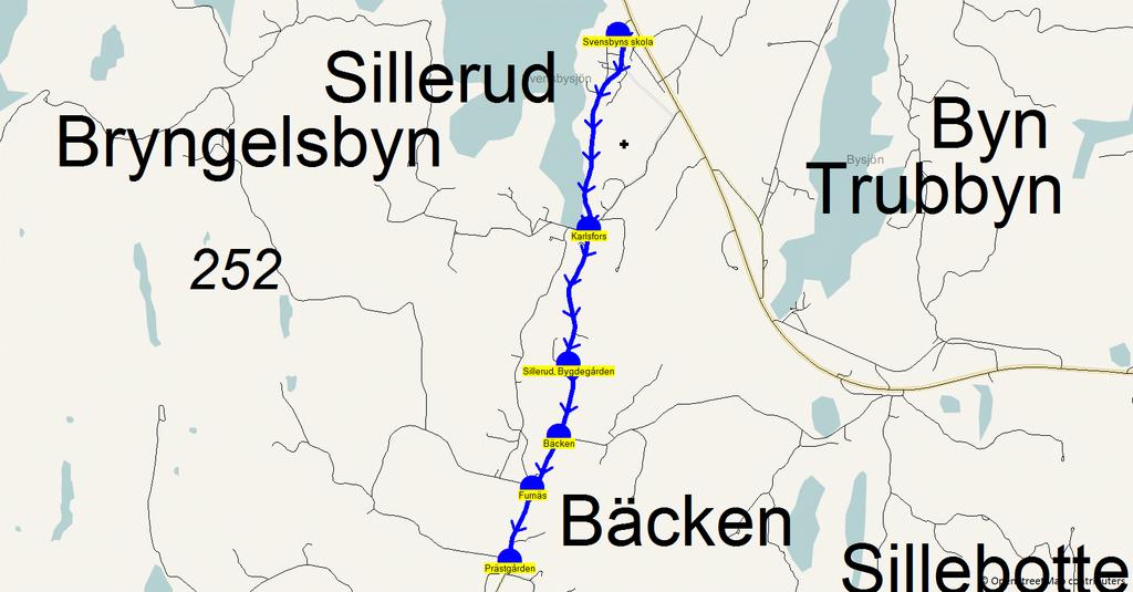 2015-09-17 12:55:20 Karta för Tur 6567 M, O, TO och F Entreprenör Mikael Liljegren Fordon 6515 Scania Lathi Flyer 6567 14.05 14.