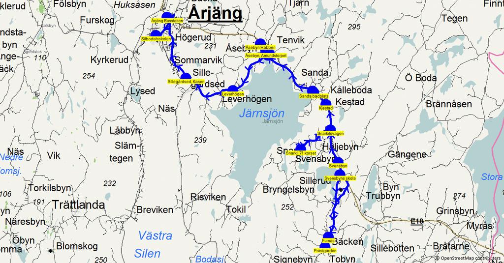 2015-09-17 12:55:23 Karta för Tur 6568 M, O, TO och F Entreprenör Mikael Liljegren Fordon 6515 Scania Lathi Flyer 6568 14.10 15.