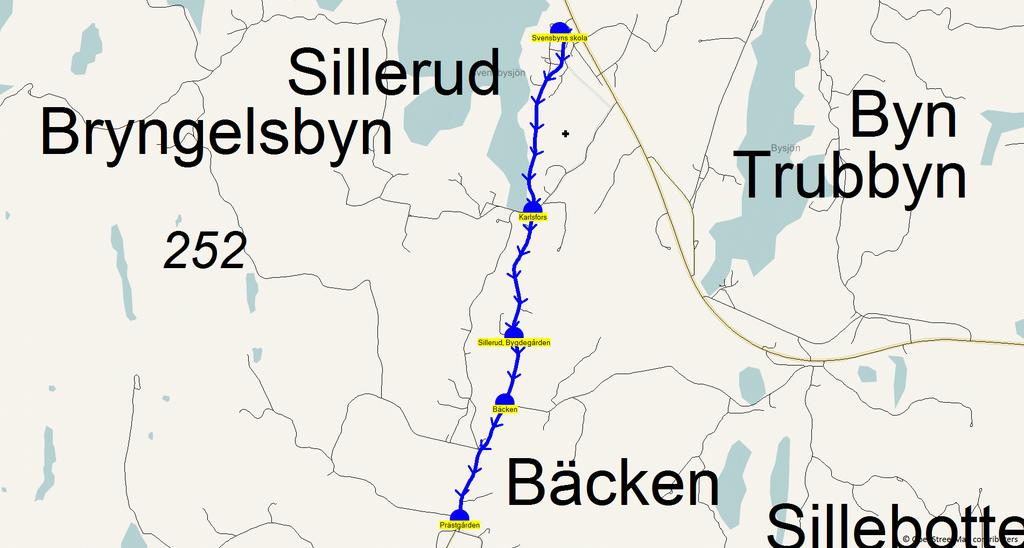 2016-04-05 11:58:16 Karta för Tur 6567 M - F Fordon 6561 Skolbuss Silbodalskolan 6567 14.05 14.