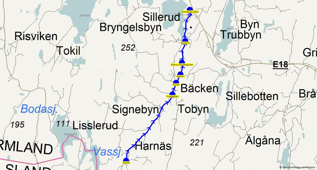 2016-04-05 11:57:40 Karta för Tur 6562 M - F Till Svensbyns skola Fordon 6561 Skolbuss Silbodalskolan 6562 7.40 7.