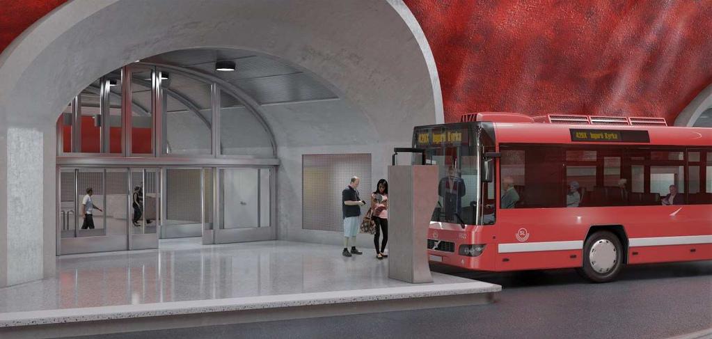 Illustration av avgångsplats Bild: Link arkitektur Vänthallen utformas som en ljus och rymlig miljö med plats