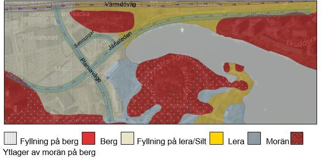 5.4 Geologi Enligt SGU:s jordartskarta består berört område huvudsakligen av lera (Figur 5-