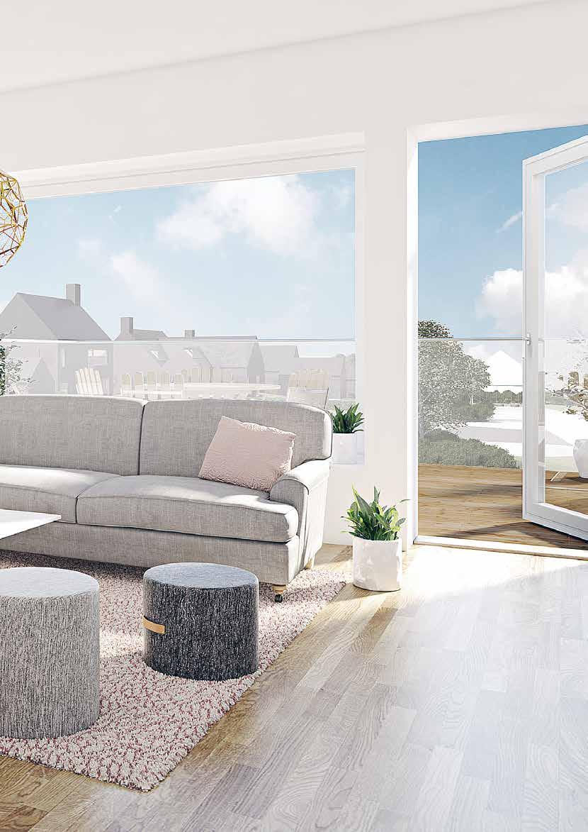 Himlen runt hörnet Våra tvåplanshus är utrustade med stora glaspartier på övervåningen för maximalt ljusflöde.