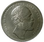 Medalj Oskar II i vitmetall. Totalt 4 ex.