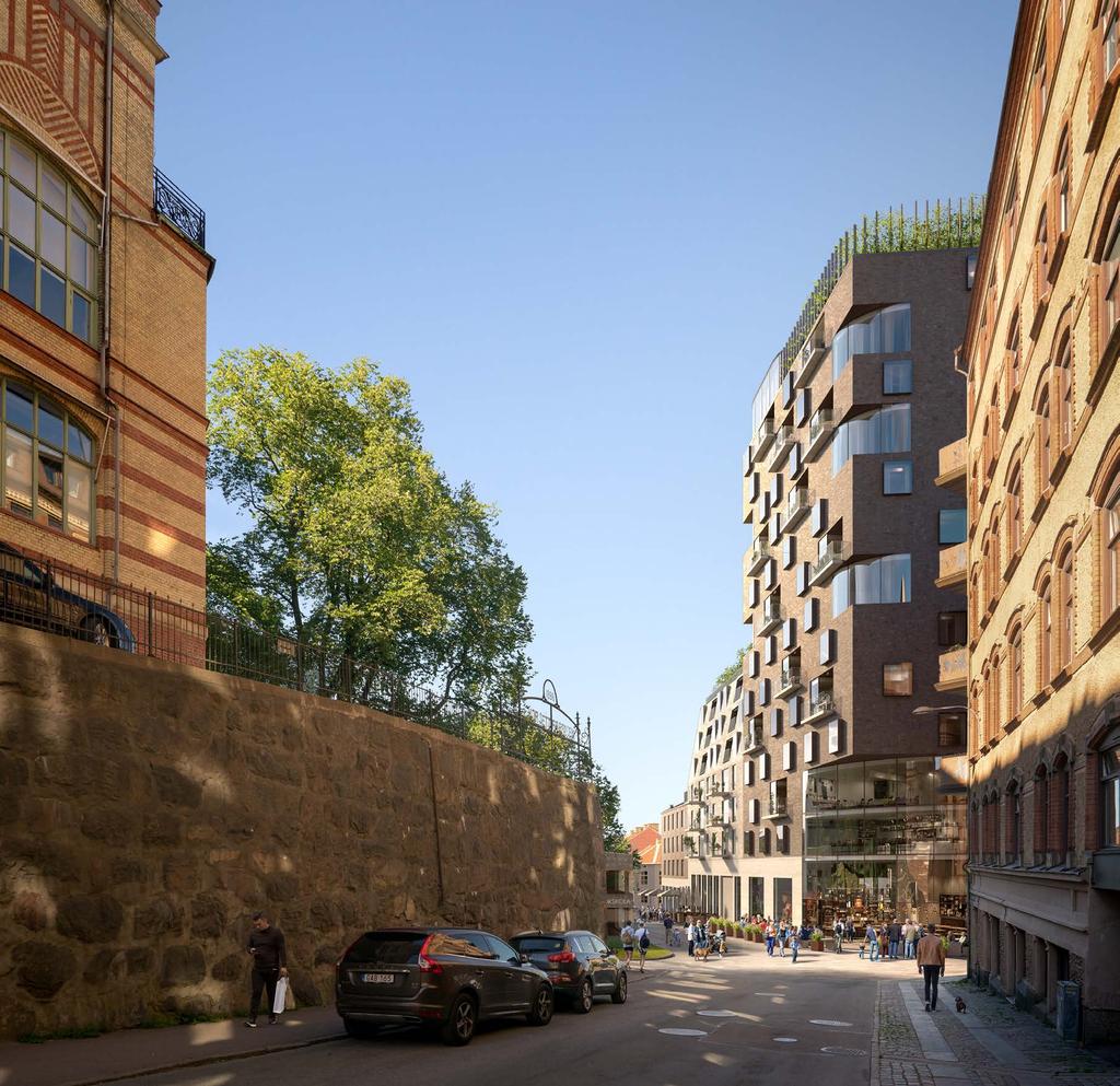 HÅLLBARHET I FOKUS SOCIAL HÅLLBARHET I KVARTERET Mångfald i boendet, levande bottenvångar och ett stort utbud av handel och mötesplatser vid Skanstorget finns goda förutsättningar för långsiktig