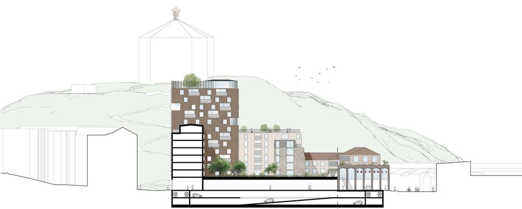 INKLUDERANDE STADSLIV FRI SIKT MOT SKANSBERGET Bebyggelsen tillför invånarna nya värden men respekterar samtidigt kulturmiljön och utformningen hos de historiska kvarteren.